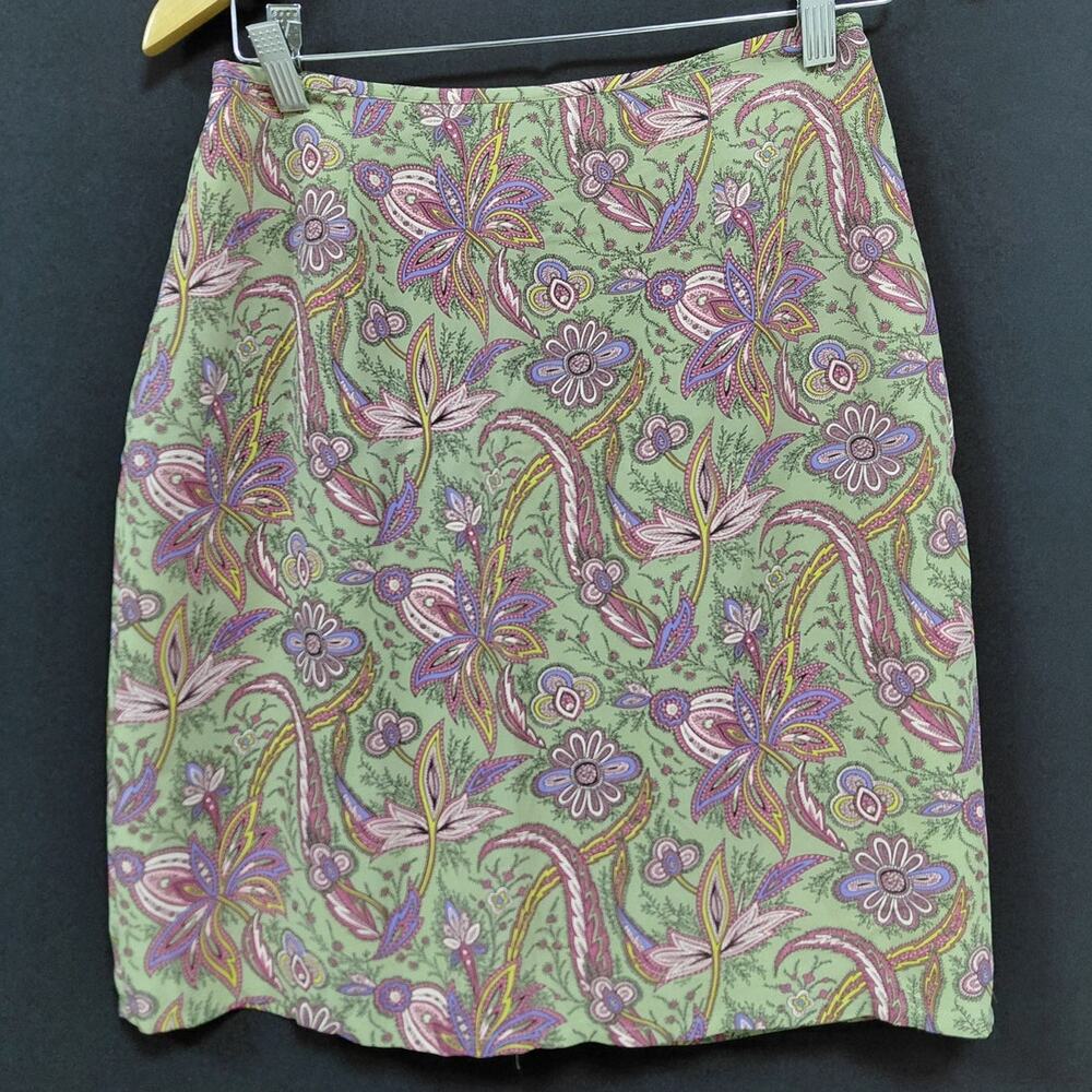 NWT PETITE SOPHISTICATE Paisley Skirt Multicolor 100% Silk Size 6